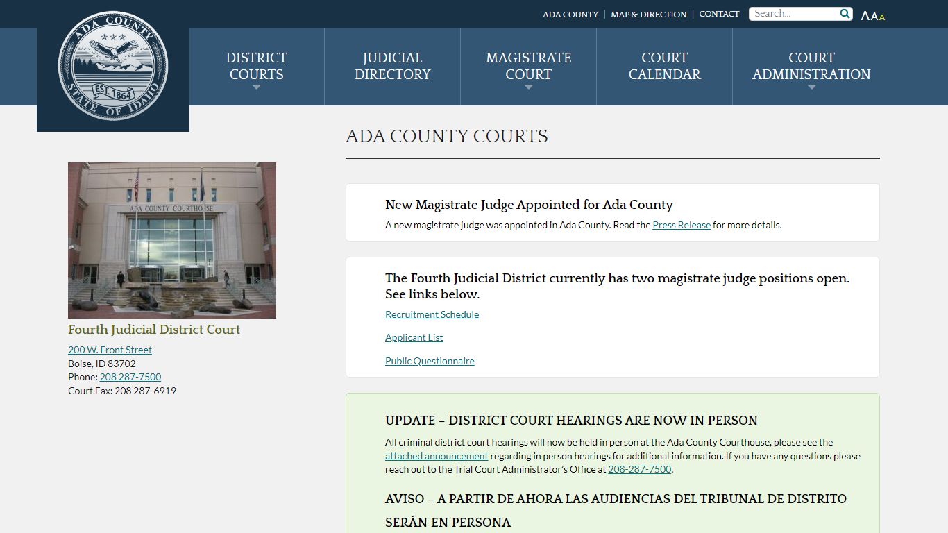 Ada County Courts - Judicial Court